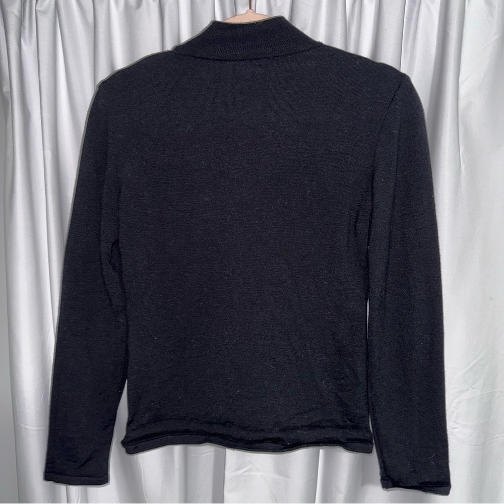 Celine Vintage Mock Neck Black 100% Wool Sweater - Size 42 (fits like a small) - Picture 5 of 5